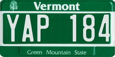 VT license plate YAP184