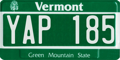VT license plate YAP185