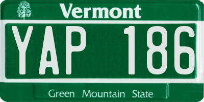 VT license plate YAP186