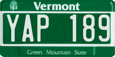 VT license plate YAP189
