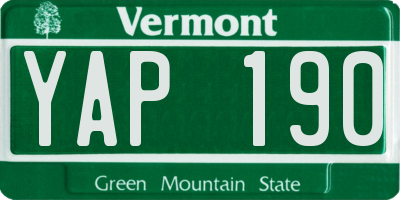 VT license plate YAP190