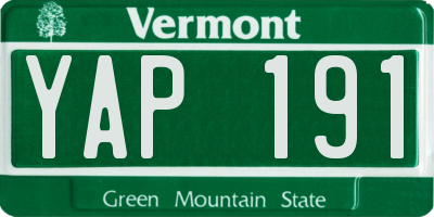 VT license plate YAP191
