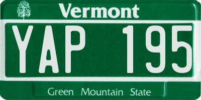 VT license plate YAP195