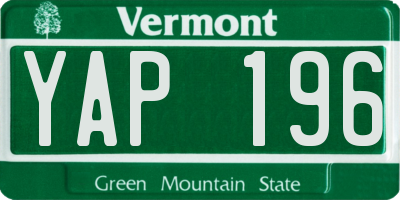 VT license plate YAP196