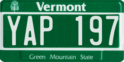 VT license plate YAP197