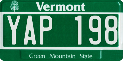 VT license plate YAP198