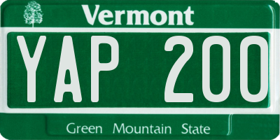 VT license plate YAP200