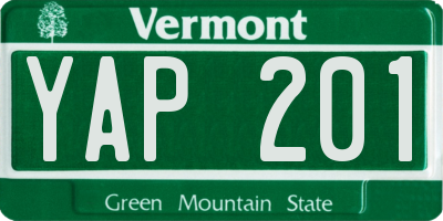 VT license plate YAP201