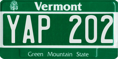 VT license plate YAP202