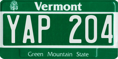 VT license plate YAP204