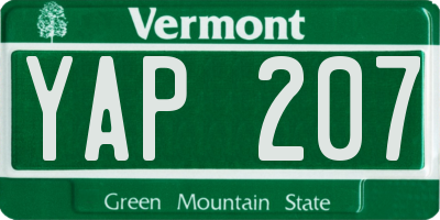 VT license plate YAP207