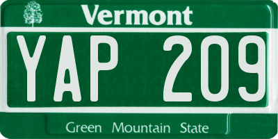 VT license plate YAP209
