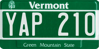 VT license plate YAP210