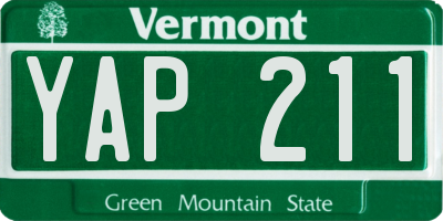 VT license plate YAP211
