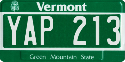 VT license plate YAP213