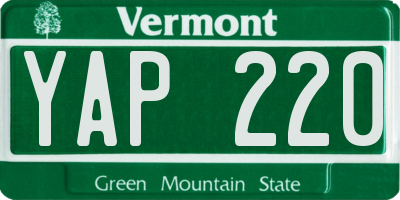 VT license plate YAP220