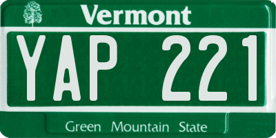 VT license plate YAP221