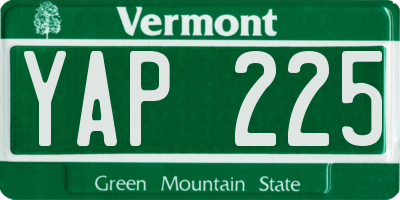 VT license plate YAP225