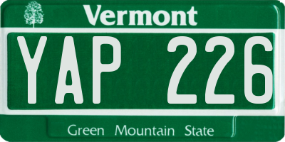 VT license plate YAP226