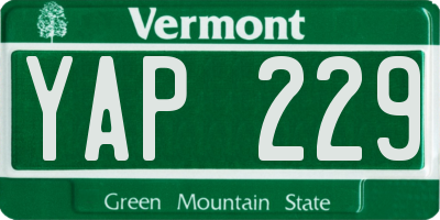 VT license plate YAP229