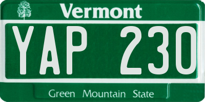 VT license plate YAP230