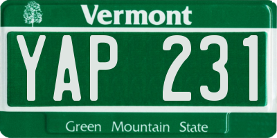 VT license plate YAP231