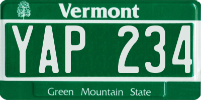 VT license plate YAP234