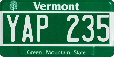 VT license plate YAP235