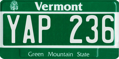 VT license plate YAP236