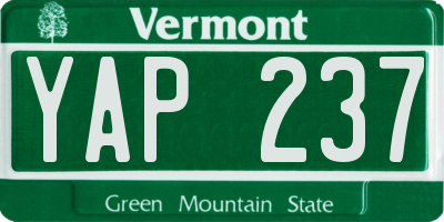 VT license plate YAP237