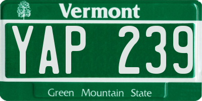 VT license plate YAP239