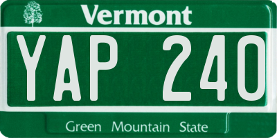 VT license plate YAP240