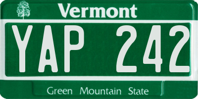 VT license plate YAP242