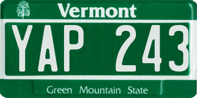 VT license plate YAP243