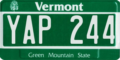 VT license plate YAP244