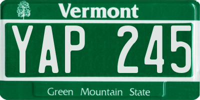 VT license plate YAP245