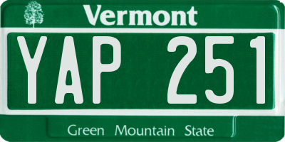 VT license plate YAP251