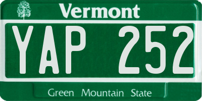 VT license plate YAP252