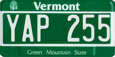 VT license plate YAP255