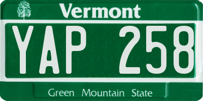 VT license plate YAP258