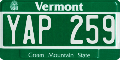 VT license plate YAP259
