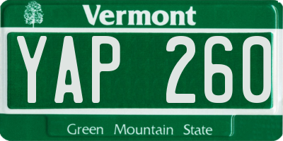 VT license plate YAP260