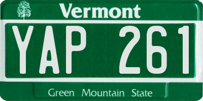 VT license plate YAP261