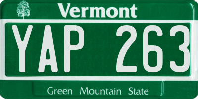VT license plate YAP263