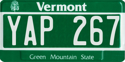 VT license plate YAP267