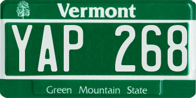 VT license plate YAP268
