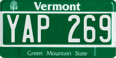 VT license plate YAP269