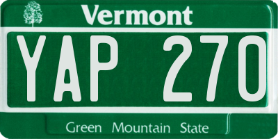 VT license plate YAP270