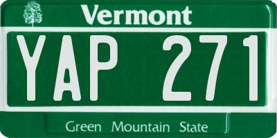 VT license plate YAP271