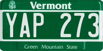 VT license plate YAP273